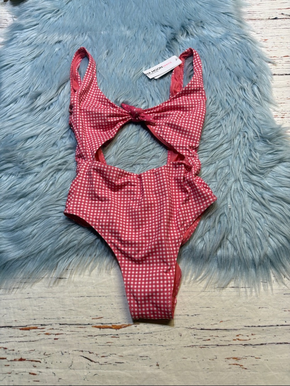 NWT Bananamoon Pink Gingham JUNIORS One-Piece Swimsuit Sz XS